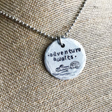 Metal Stamped Old Truck Pulling Camper Tag Pendant Charm