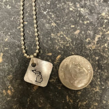 Tiny Hand Cut Metal Stamped Michigan Pendant Charm