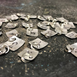 Tiny Hand Cut Metal Stamped Tennis Pendant Charm