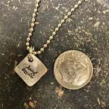 Tiny Hand Cut Metal Stamped Cancer Ribbon Pendant Charm