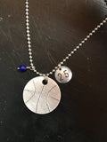 Custom Hand Cut Metal Stamped Basketball Necklace