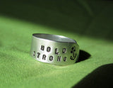 Hand Cut Metal Stamped HOLD STRONG Anchor Ring