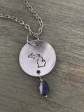 Michigan Metal Stamped Necklace