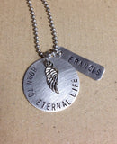 Metal Stamped BORN TO ETERNAL LIFE Baby Memorial Necklace