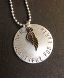 Metal Stamped Handmade TOO BEAUTIFUL FOR EARTH Baby Memorial Necklace