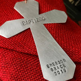 Custom Metal Stamped Handmade Artisan Cross Ornament - Mixed Metals