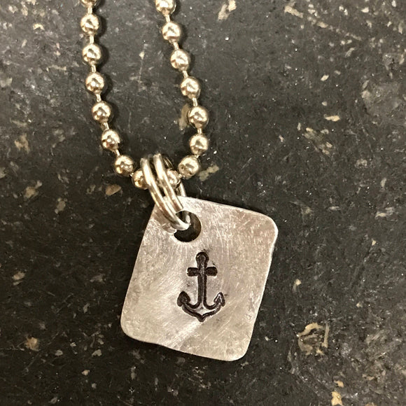 Tiny Hand Cut Metal Stamped Anchor Pendant Charm