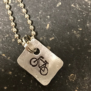 Tiny Hand Cut Metal Stamped Bicycle Pendant Charm