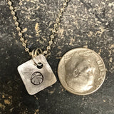 Tiny Hand Cut Metal Stamped Basketball Pendant Charm