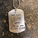 Running Girl Metal Stamped Necklace
