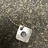 Tiny Hand Cut Metal Stamped Volleyball Pendant Charm
