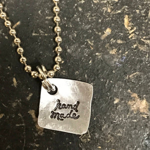 Tiny Hand Cut Metal Stamped Cursive Hand Made Pendant Charm