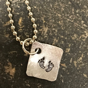 Tiny Hand Cut Metal Stamped Memorial Baby Loss Pendant Charm