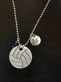 Custom Hand Cut Metal Stamped Volleyball Necklace