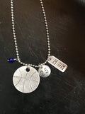 Custom Hand Cut Metal Stamped Basketball MOM Necklace