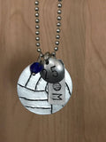 Custom Hand Cut Metal Stamped Volleyball MOM Necklace