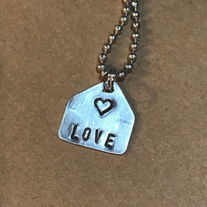 Foster Parent Family -Hand Cut Metal Stamped Pendant Charm