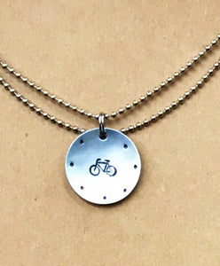 Hand Cut Metal Stamped Framed Bicycle Tag Pendant Charm