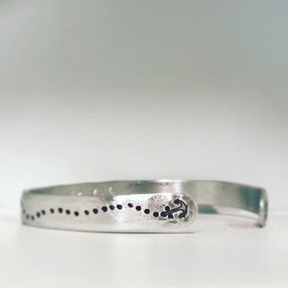 Aluminum Metal Stamped Anchor Bracelet Cuff