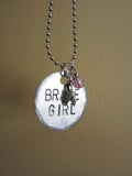 Brave Girl Breast Cancer Awareness Metal Stamped Custom Made Necklace