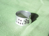 Hand Cut Metal Stamped "Oh Baby" Ring