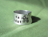 Hand Cut Metal Stamped "Oh Baby" Ring