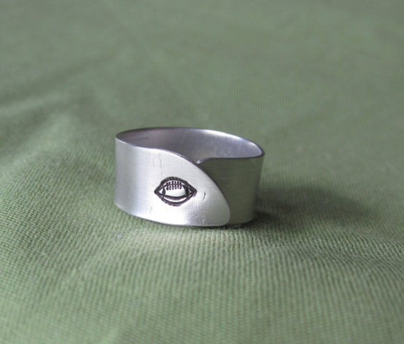 Hand Cut Metal Stamped Football Ring