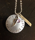 Metal Stamped Handmade TOO BEAUTIFUL FOR EARTH Baby Memorial Necklace