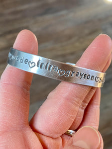 Custom Aluminum Metal Stamped Bracelet Cuff for Mom, Grandma and your favorite aunt too!