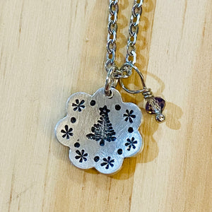 Christmas Tree with Snowflake Border Necklace