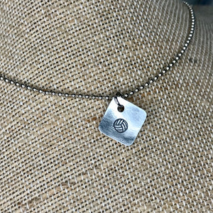 Tiny Hand Cut Metal Stamped Volleyball Pendant Charm