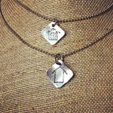 Metal Stamped Simple Barn Pendant Necklace