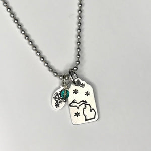 Snowy Winter Michigan Necklace