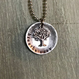 Breathe Easy Tree Charm Metal Stamped Custom Made Necklace