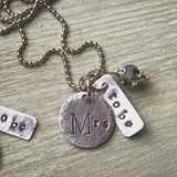 Mrs and Mrs To Be for the Bride and Bride To Be  Custom Metal Stamped Hammered Necklace